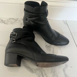 Saint Laurent Black Leather Ankle Boots